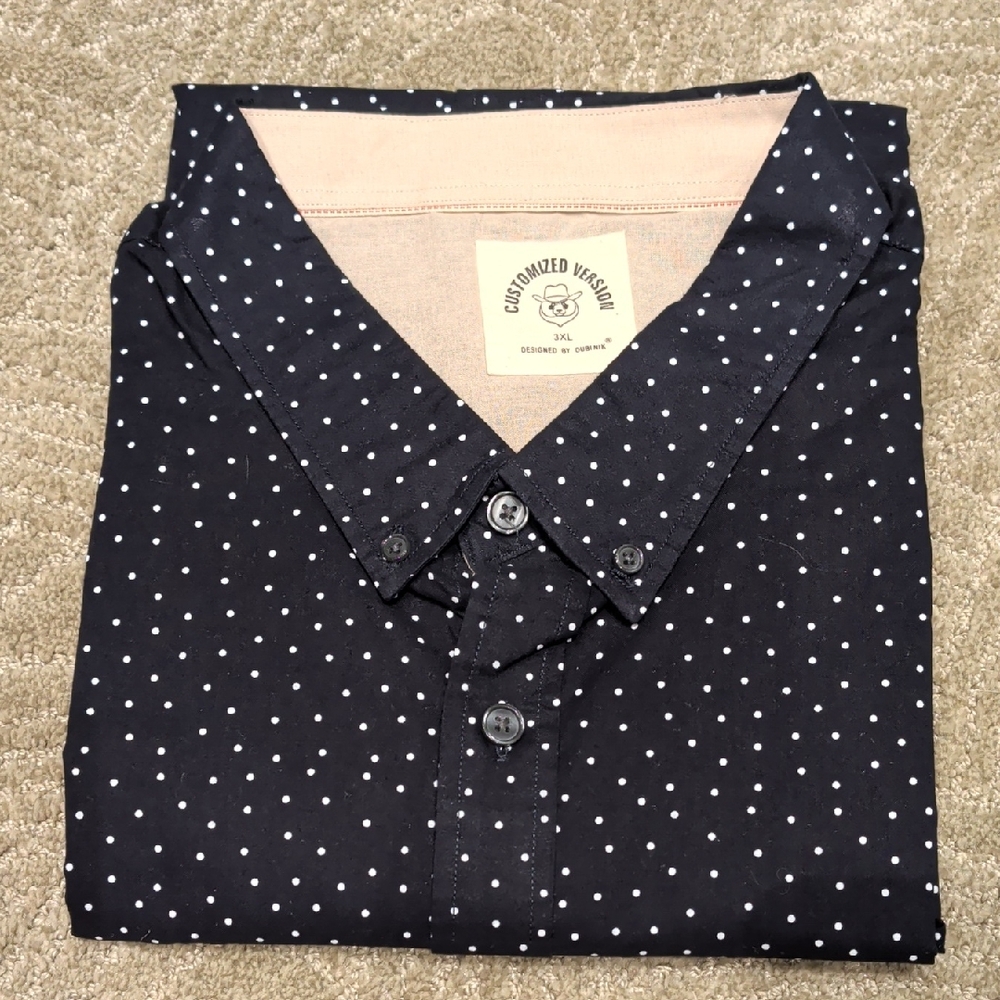Goodthreads Men's Navy Polka Dot Casual Button Down Shirt